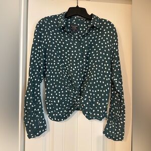 NWT Abercrombie & Fitch Green Polka Dot Shirt